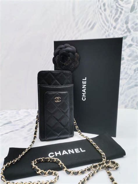 chanel phone holder pouch|chanel phone holder with chain.